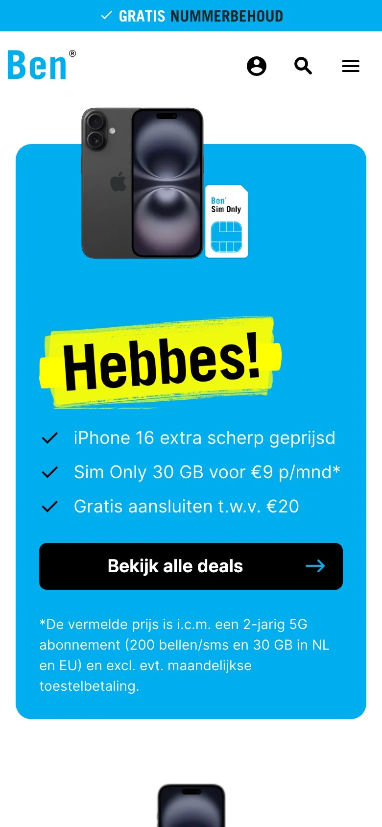 Mobile screenshot of Ben.nl Redesign/UI Library