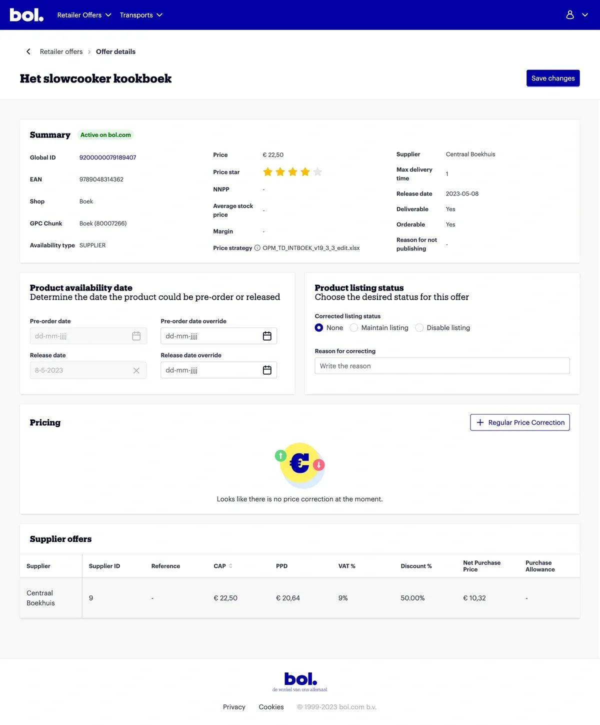 Screenshot of Bol.com HorseUI