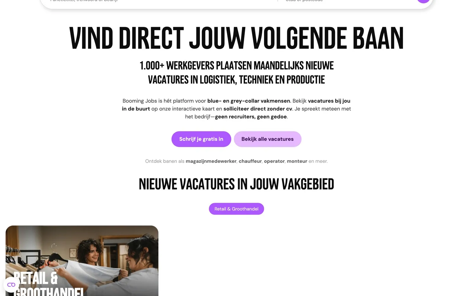 Screenshot of booming.jobs