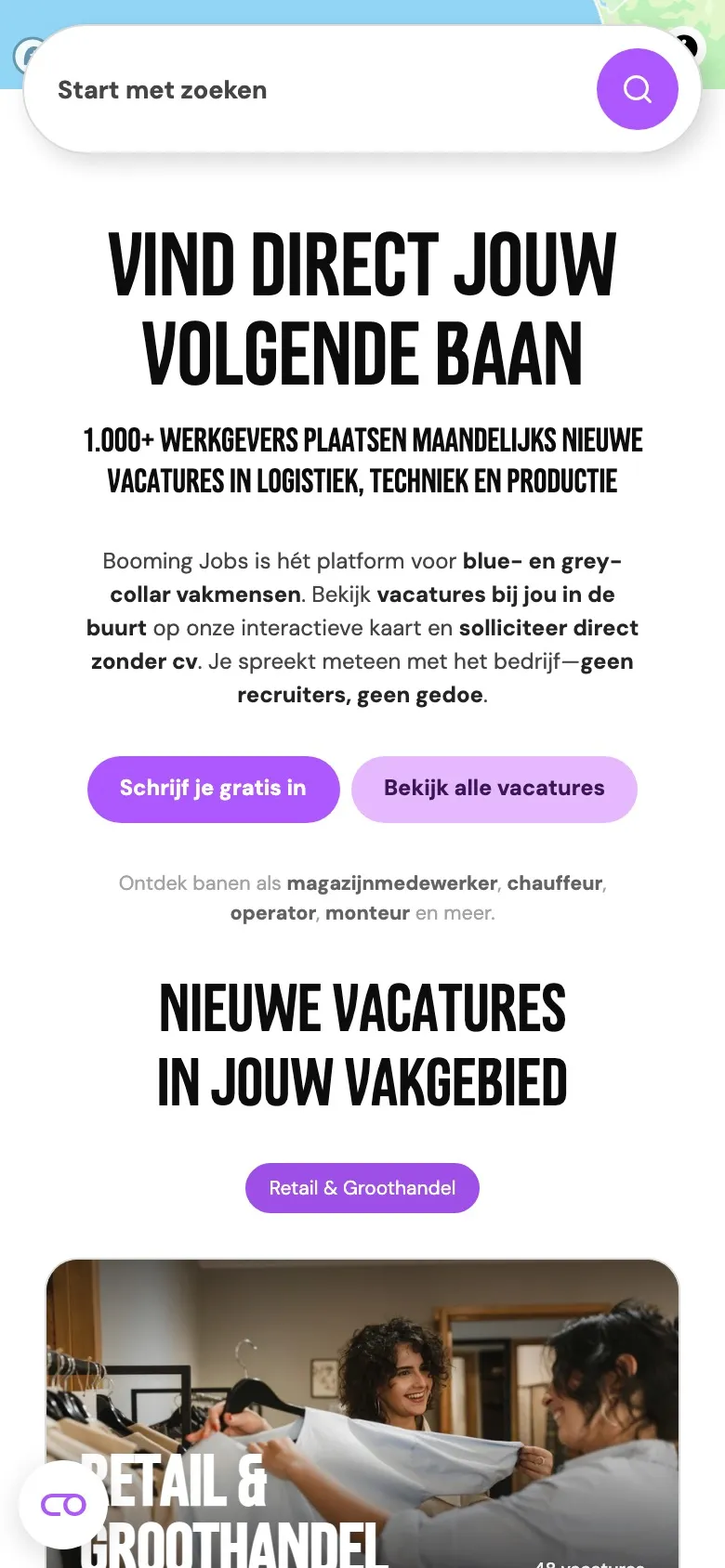 Mobile screenshot of booming.jobs