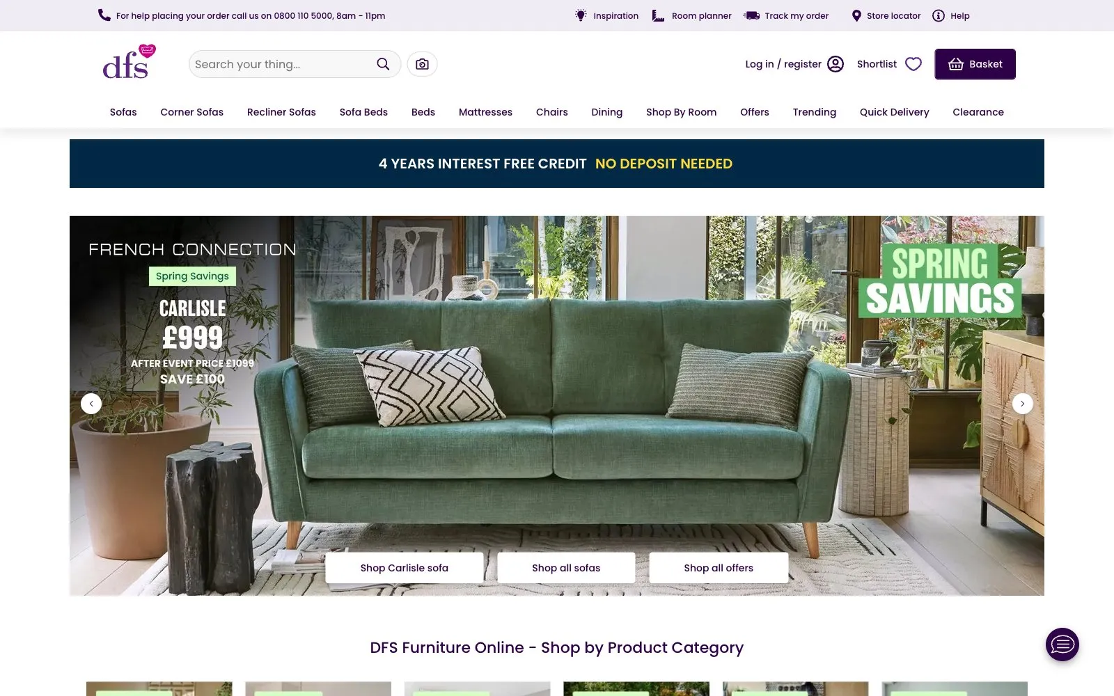 Screenshot of DFS Webshop