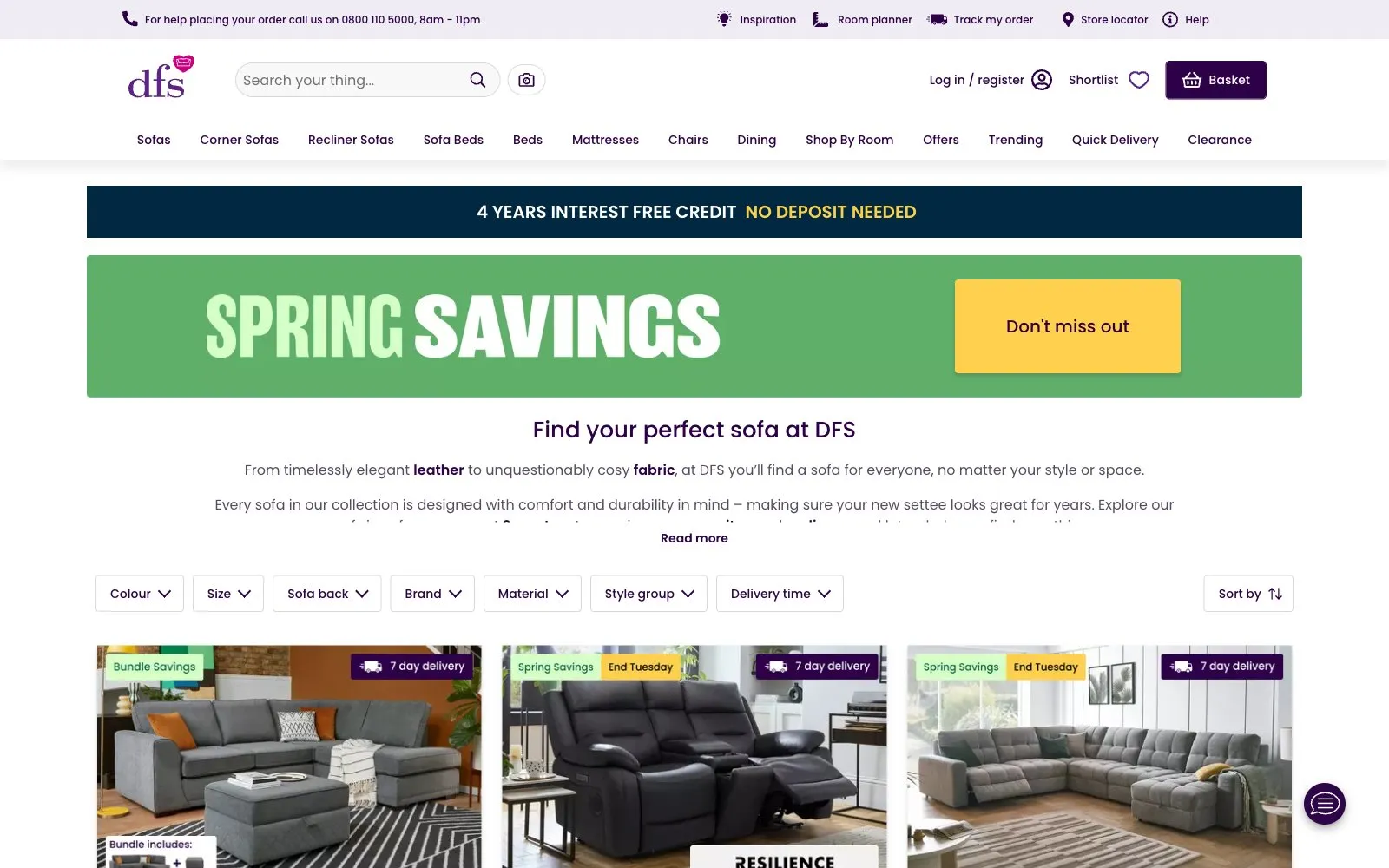 Screenshot of DFS Webshop