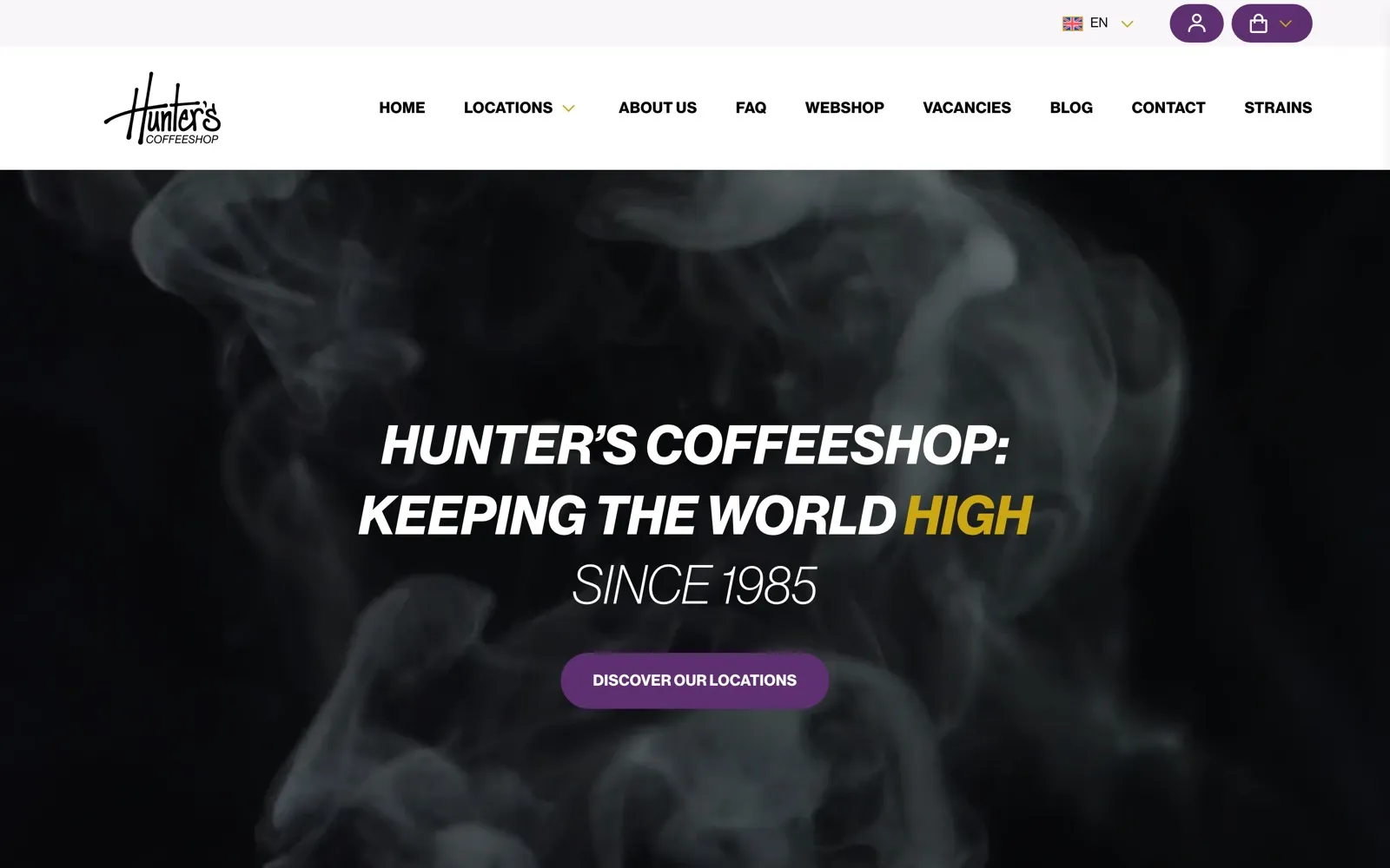 Screenshot of Hunter's Coffeeshop