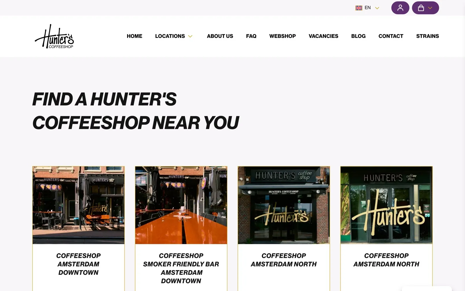 Screenshot of Hunter's Coffeeshop