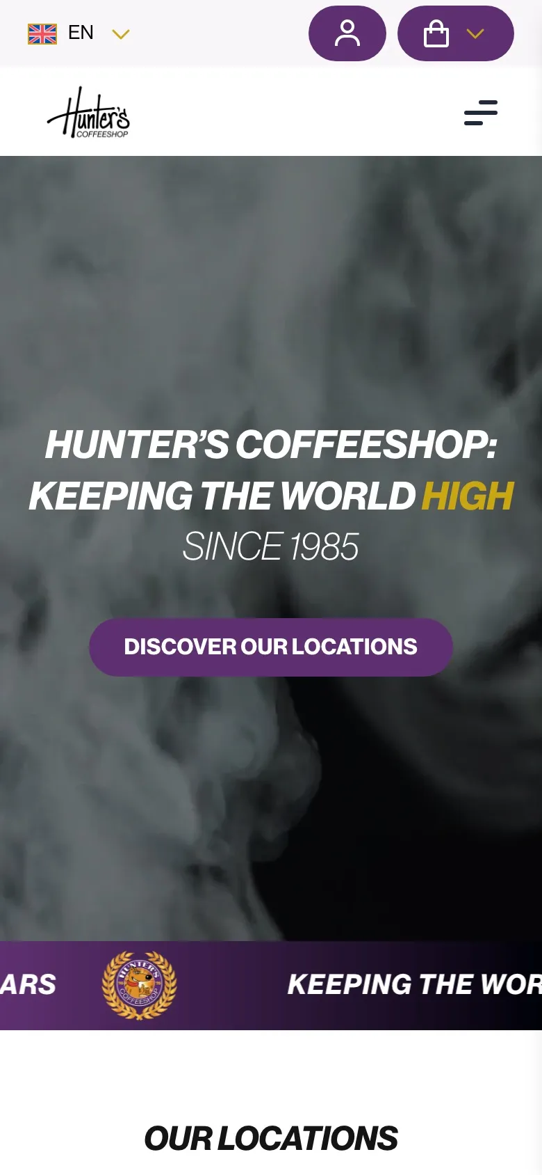 Mobile screenshot of Hunter's Coffeeshop