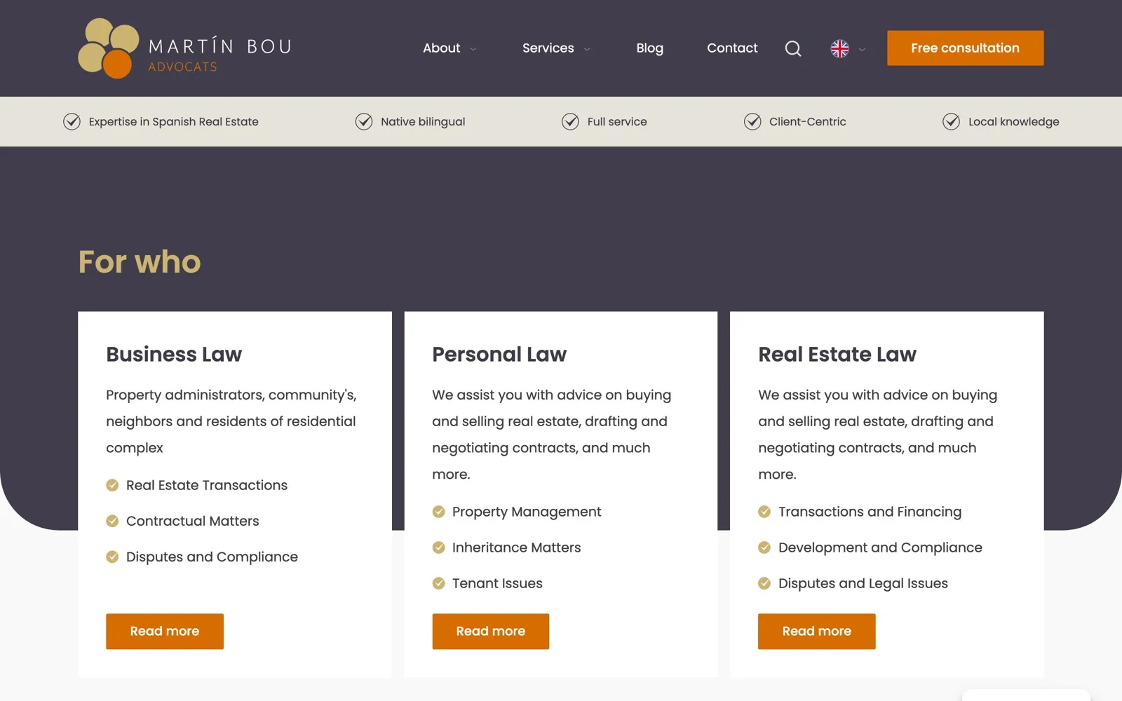 Screenshot of Martin Bou Advocats