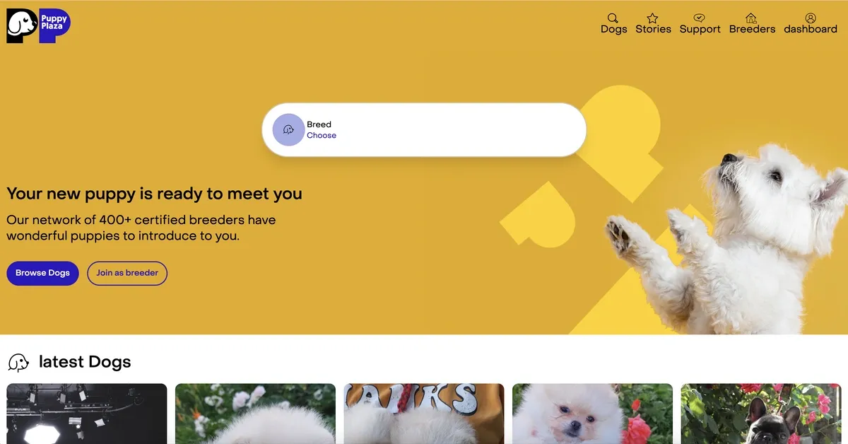 Screenshot of PuppyPlaza Platform