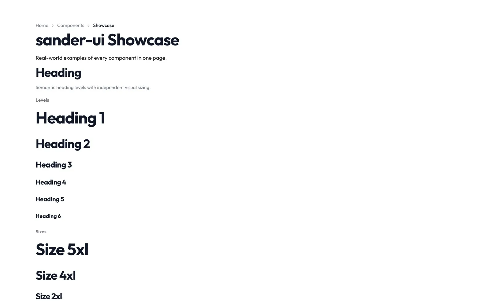 Screenshot of sander-ui Showcase