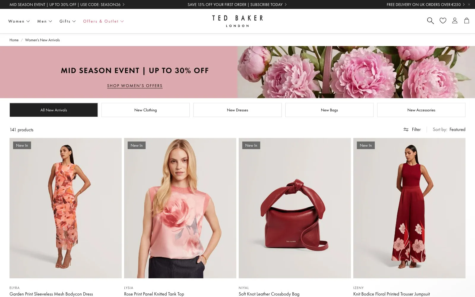 Screenshot of Ted Baker Checkout