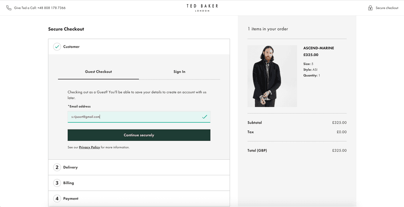Ted Baker Checkout 